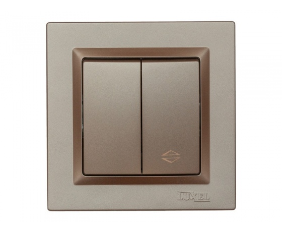 Фото 2 - Выключатель проходной  двойной Luxel JAZZ (9219) Терракотовый