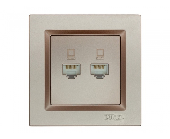 Фото 2 - Компьютерная розетка двойная Luxel JAZZ (9228) Терракотовая