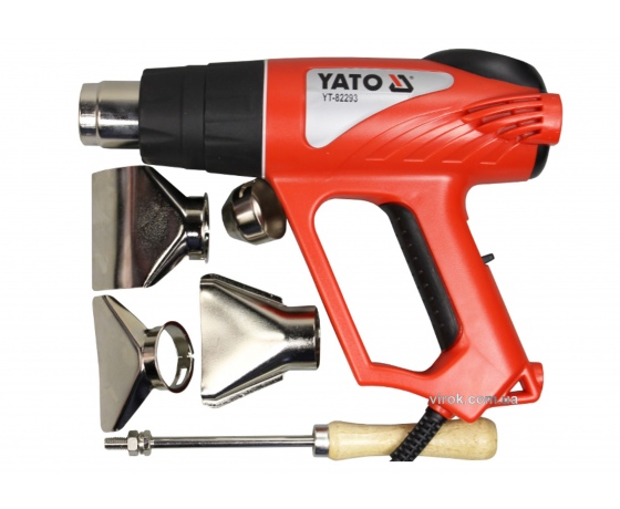 Фото 3 - Фен технічний з LCD-дисплеєм YATO 2 кВт 600° + аксесуари і кейс