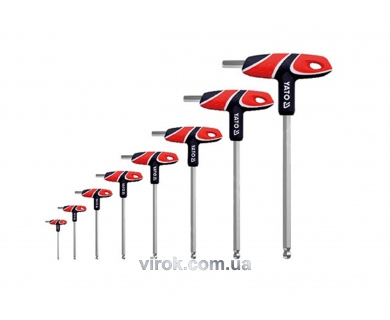 Фото 2 - Набір ключів шестигранних Т-подібних з кулькою YATO М2.5-10 мм 8 шт