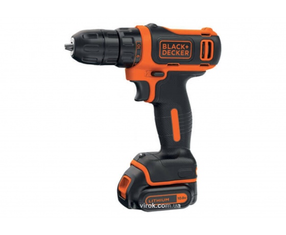 Фото 2 - Шуруповерт-дриль акумуляторний Black+Decker Li-Ion 10.8 В 1.5 Агод + 2 акумулятора
