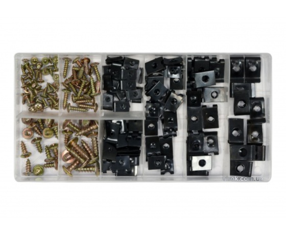 Фото 2 - Гвинти самонарізні і металеві кліпси YATO 170 шт