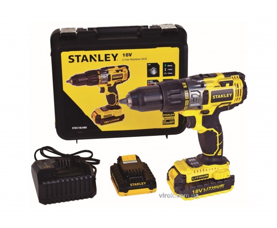 Фото 3 - Шуруповерт-дриль ударний акумуляторний Stanley Li-Ion 18 В 2 Агод + 2 акумулятора і кейс