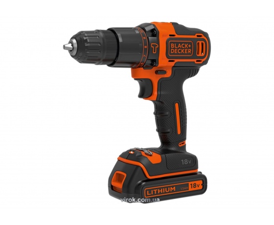 Фото 2 - Шуруповерт-дриль ударний акумуляторний Black+Decker Li-Ion 18 В 1.5 Агод 30 Нм + 2 акумулятори і кейс