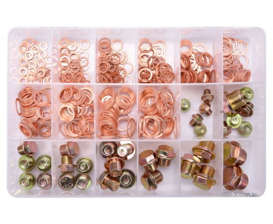 Фото 2 - Шайби Ø6-20 мм і заглушки М8-М20 мідні YATO 534 шт