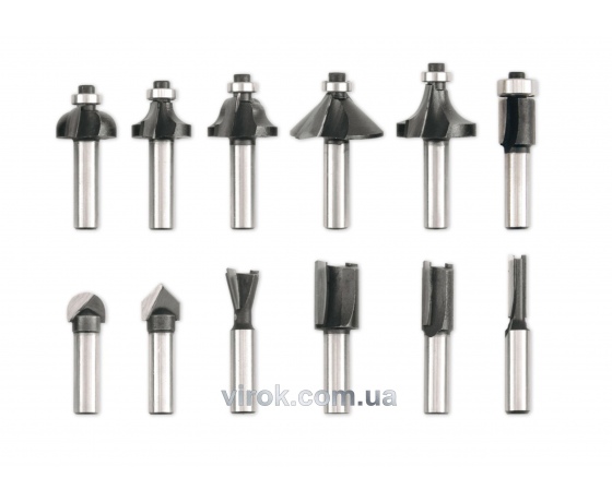 Фото 2 - Набір фрез по дереву VOREL Ø=8 мм 12 шт