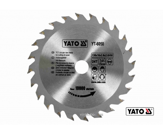 Фото 2 - Диск пиляльний по дереву YATO 130 х 16 х 2.8 х 2 мм 24 зубці R.P.M до 10000 1/хв