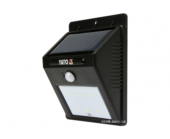 Фото 2 - Світильник сонячний акумуляторний YATO Li-Ion 3.7 В 0.9 Агод 120 лм з датчиком руху 3 м