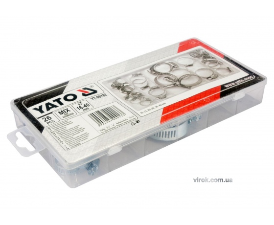 Фото 3 - Хомути гвинтові металеві YATO Ø16-40 мм 26 шт