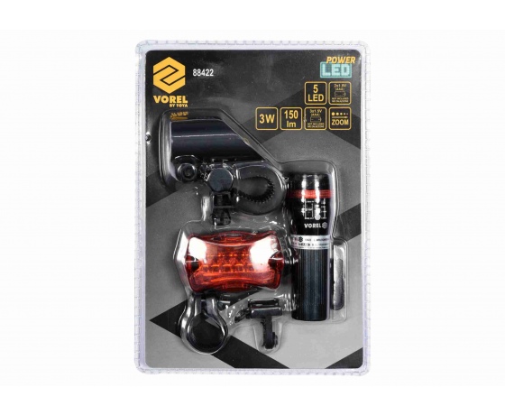 Фото 3 - Ліхтар для велосипеда світлодіодний VOREL 3 Вт 150 лм 3 x ААА + 2 x АА