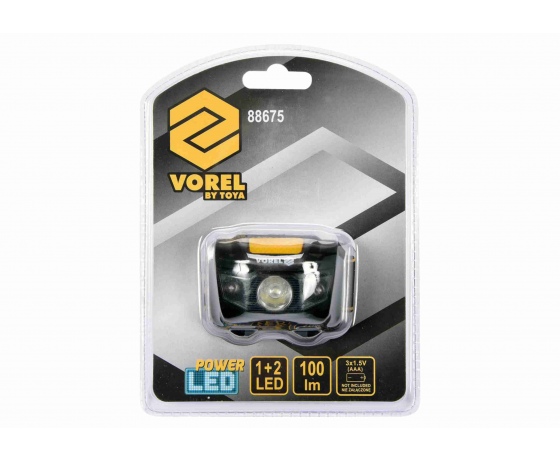 Фото 4 - Ліхтар на чоло світлодіодний VOREL 1+2 LED 1 Вт 100 лм 55 x 47 x 29 мм 3 x ААА