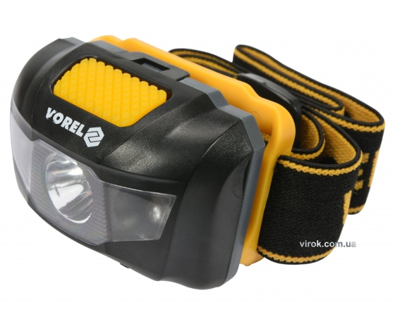 Фото 2 - Ліхтар на чоло світлодіодний VOREL 1+2 LED 1 Вт 100 лм 55 x 47 x 29 мм 3 x ААА