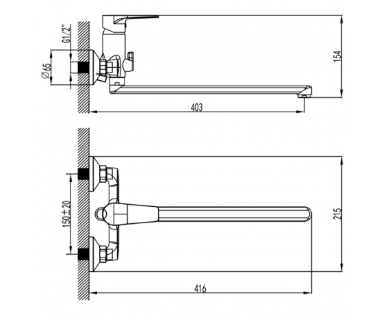 Фото 3 - Смеситель LIRI Ø35 для ванны излив прямой 350мм дивертор встроенный картриджный CORSO (DF-2C240C) (9632210)