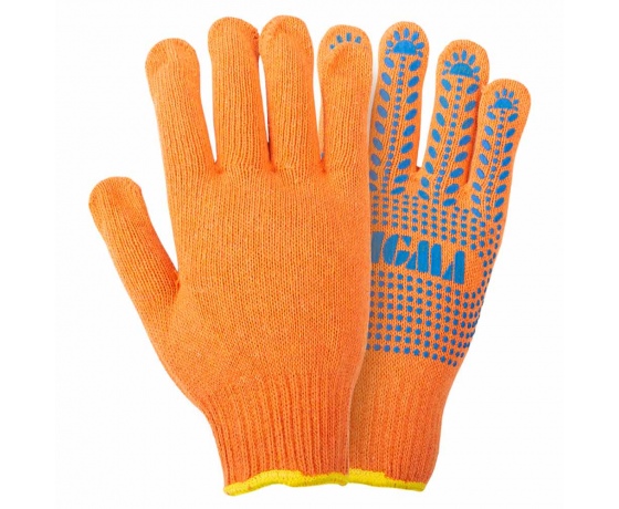 Фото 3 - Перчатки трикотажные с точечным ПВХ покрытием р10 Универсал (оранжевые) SIGMA (9442671)