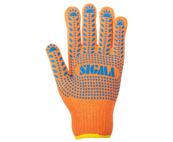 Фото 4 - Перчатки трикотажные с точечным ПВХ покрытием р10 Универсал (оранжевые) SIGMA (9442671)
