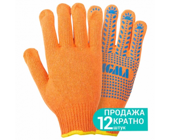 Фото 2 - Перчатки трикотажные с точечным ПВХ покрытием р10 Универсал (оранжевые) SIGMA (9442671)