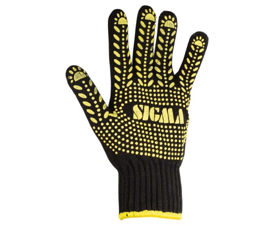Фото 4 - Перчатки трикотажные с точечным ПВХ покрытием р10 Универсал (черные) SIGMA (9442651)