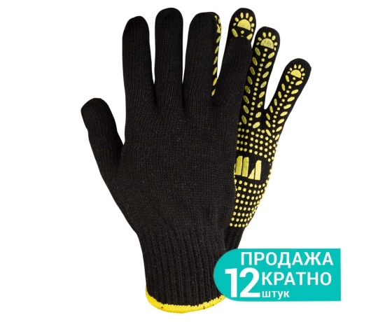 Фото 2 - Перчатки трикотажные с точечным ПВХ покрытием р10 Универсал (черные) SIGMA (9442651)