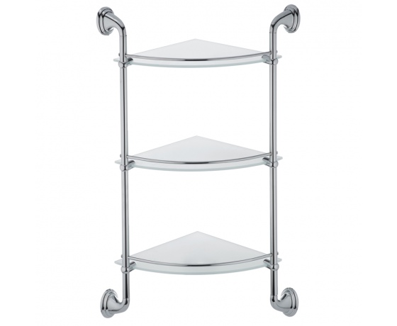 Фото 2 - Полка стеклянная угловая 3-ярусная ZERIX LR1507-3 (LL1409)