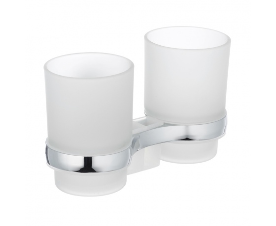 Фото 2 - Держатель для щеток с 2 стаканами настенный ZERIX LR3308 (LL1439)