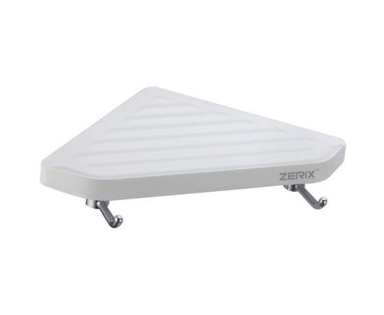 Фото 2 - Полка угловая с 2 крючками пластиковая ZERIX A8022 (ZX2816)