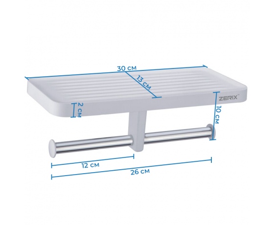 Фото 3 - Бумагодержатель двойной с полкой ZERIX A8003 (ZX2813)
