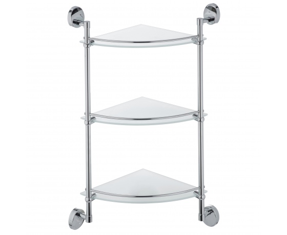 Фото 2 - Полка стеклянная угловая 3-ярусная ZERIX LR3307-3 (LL1437)