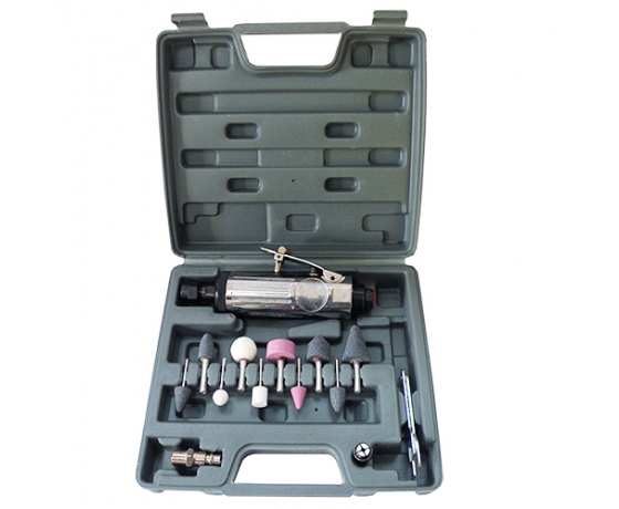 Фото 2 - Зачистная машинка пневматическая с комплектом шлифовальных камней  (цанг.зажим 3мм и 6мм) AIRKRAFT TP-201K