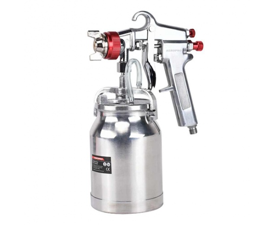 Фото 2 - Краскопульт пневматический  тип HP нижн.метал.бачок для использования с красконагнетательными баками диаметр форсунки 1.8мм AEROPRO PQ-2U-1.8