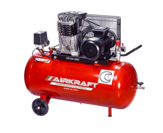 Фото 2 - Компрессор поршневой с ременным приводом Vрес=100л 360л/мин 380V 2,2кВт AIRKRAFT AK100-360T-380-ITALY