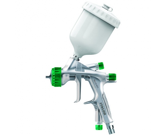 Фото 2 - Краскопульт пневматический тип HVLP верхний пластиковый бачок диаметр форсунки-0,8мм ITALCO  Shine-MINI-0.8
