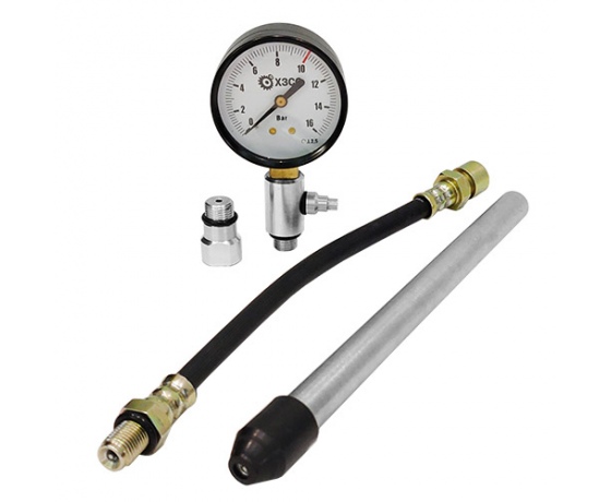 Фото 2 - Компрессометр 16атм удлиненный + гибкий шланг   КОМПР16УНКЛ (ХЗСО) CMPR1605