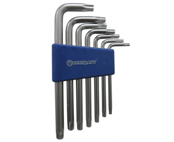 Фото 2 - Набор ключей TORX с отверстием Г-образных 7ед.   СТАНДАРТ  TKS0701