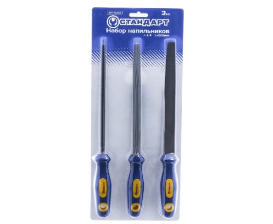 Фото 2 - Набор напильников 3 ед. 200мм (плоский круглый трехгранный)   СТАНДАРТ  SFF0301