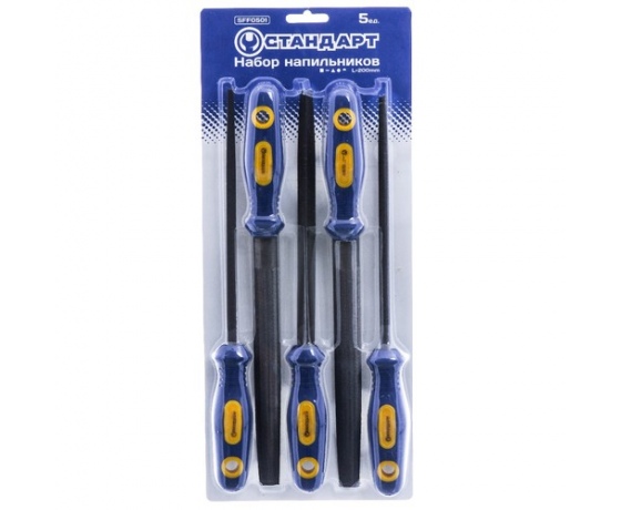 Фото 2 - Набор напильников 5 ед. 200мм (плоский круглый полукруглый трехгранный квадратный)   СТАНДАРТ  SFF0501