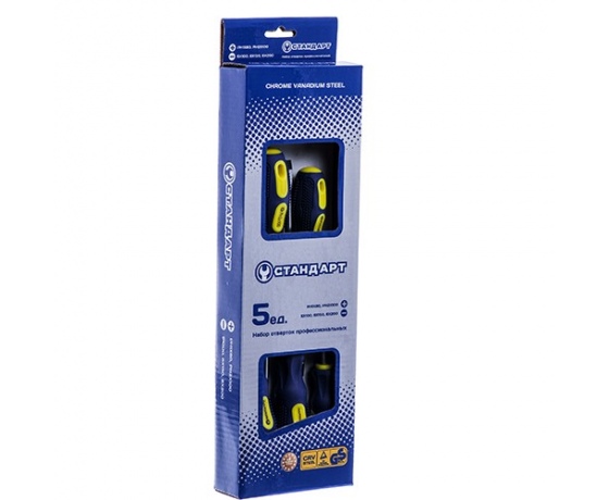 Фото 2 - Набор отверток 5 ед. СТАНДАРТ (SL4x100 SL5x100 SL6x150 PH1x80 PH2x100)  SDS05