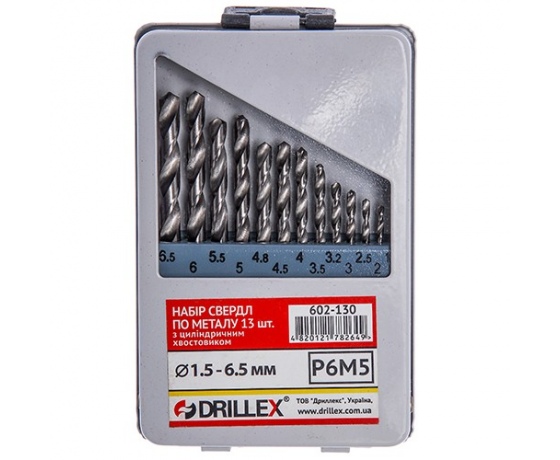 Фото 2 - Набор сверл по металлу Р6М5  13шт.  1,5-6,5мм  НСВ1306