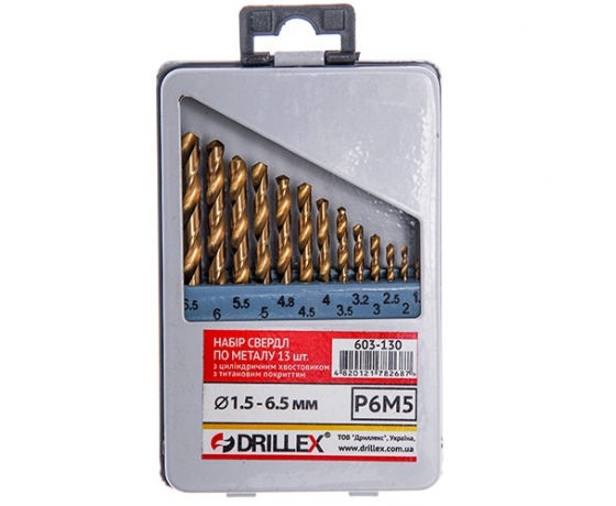 Фото 2 - Набор сверл по металлу Р6М5  13шт. титан  1,5-6,5мм  НСВ1306Т