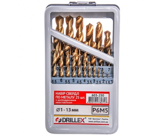 Фото 2 - Набор сверл по металлу Р6М5  25шт. титан  1,0-13,0мм  НСВ2513Т
