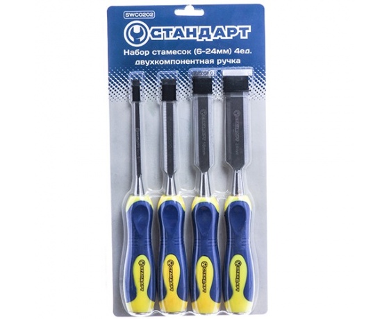 Фото 2 - Набор стамесок (6-24мм) 4ед. двухкомпонентная ручка   СТАНДАРТ  SWC0202