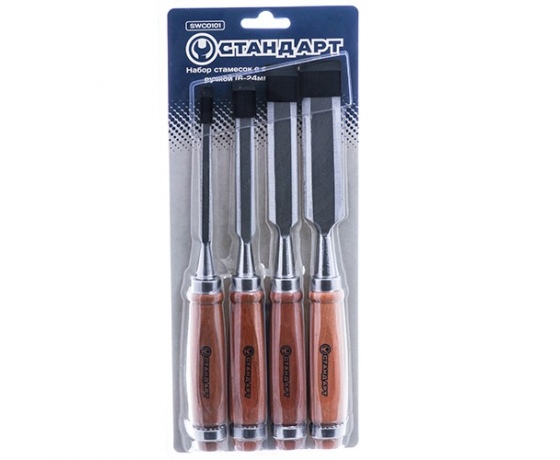 Фото 2 - Набор стамесок с деревянной ручкой (6-24мм) 4ед.   СТАНДАРТ  SWC0101