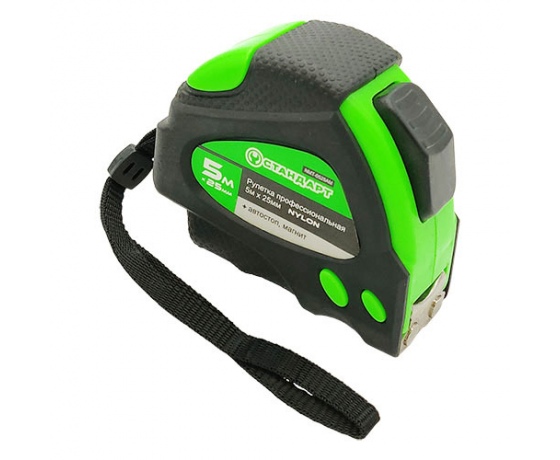 Фото 2 - Рулетка профессиональная NYLON с автостопом полотна и магнитом 5м*25мм   СТАНДАРТ  NMT-0525AM
