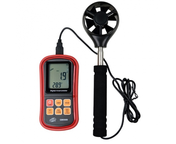 Фото 2 - Анемометр выносная телескопическая крыльчатка 0,3-45м/с 0-45C  BENETECH GM8909