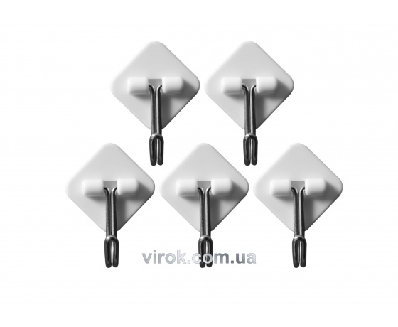 Фото 2 - Гачки шарнірні настінні VOREL самоклеючі, набір 5 шт.