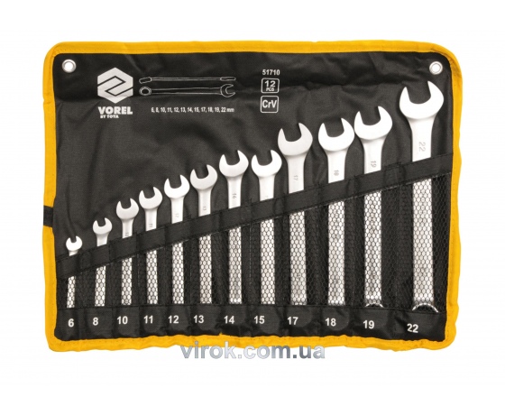 Фото 2 - Набір ключів ріжково-накидних VOREL М6-22 мм 12 шт