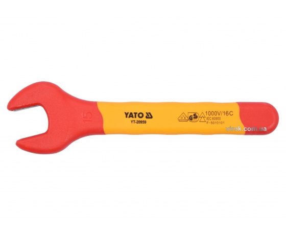 Фото 2 - Ключ ріжковий діелектричний YATO М15 мм VDE до 1000 В