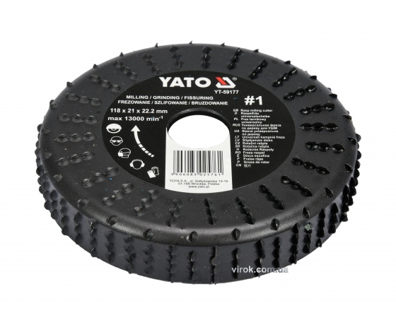 Фото 2 - Диск-фреза шліфувальний YATO по дереву, ПВХ, гіпсу 118 х 22.2 х 21 мм шорсткість №1