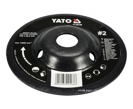 Фото 2 - Диск-фреза шліфувальний YATO по дереву, ПВХ, гіпсу 125 х 22.2 мм шорсткість №2