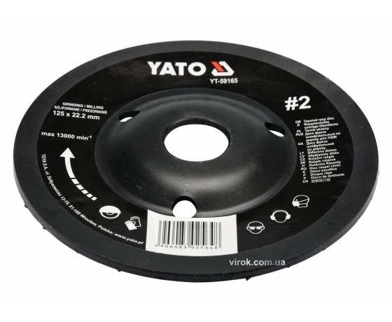 Фото 2 - Диск-фреза шліфувальний YATO по дереву, фарбі, шпаклівці, алюмінію 125 х 22.2 мм шорсткість №2