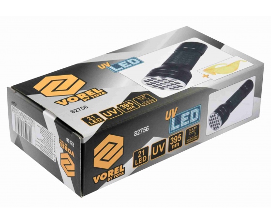 Фото 3 - Ліхтар ультрафіолетовий з окулярами для виявлення протікання рідини і перевірки банкнот VOREL 21 LED 3 x AAA